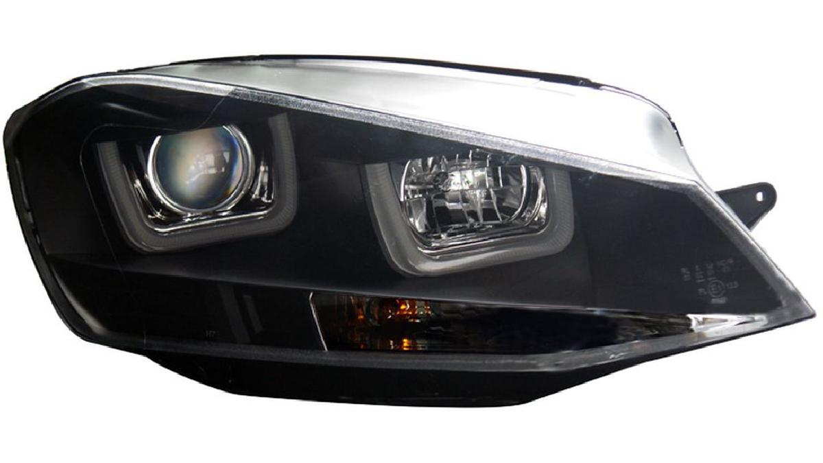 Set+de+phares+%27Dual+U%27+incl.+DRL+sur+mesure+pour+Volkswagen+Golf+VII+2012-2017+-+Noir+-+incl.+Moteur